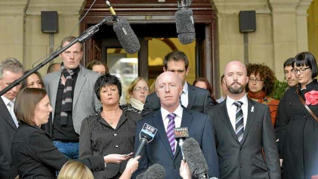 Jill Meagher's father George McKeon speaks outside the Supreme court after the sentencing of Adrian Ernest Bayley for his daighter's rape and murder.