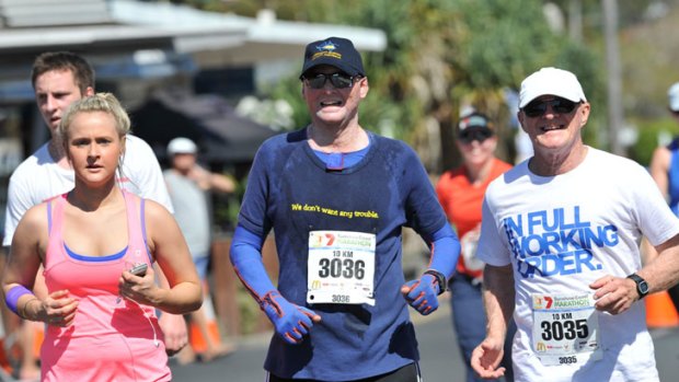 Fire survivor and celebrity chef Matt Golinski competes in the Sunshine Coast Marathon and Community Run Festival.