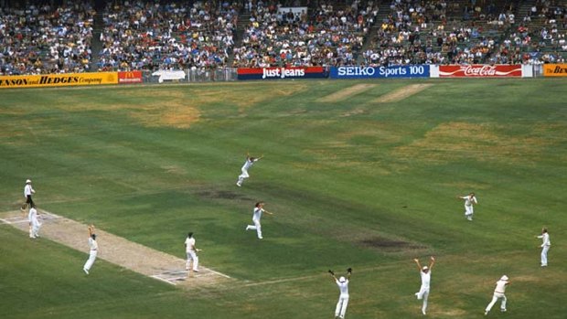 It's all over: The Ashes Test at the MCG in 1982 ends in a win to England.