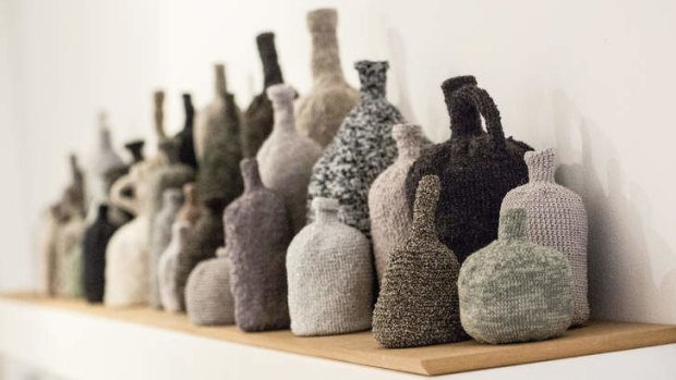 Al Munro's <i>Homage to the Everyday</i> is a carefully selected and arranged assemblage of crocheted vessels.