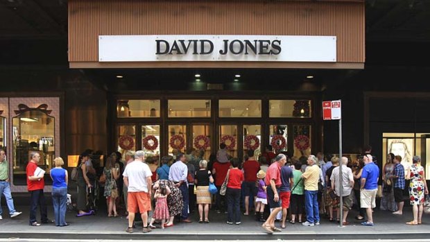 Two days to go &#8230; shoppers wait for David Jones to open in the city.