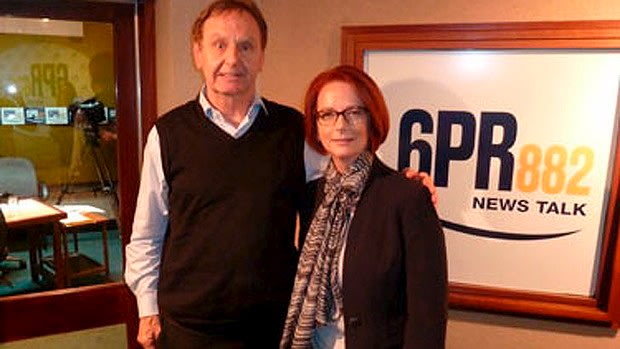 Howard Sattler with former Prime Minister Julia Gillard after the interview in question.