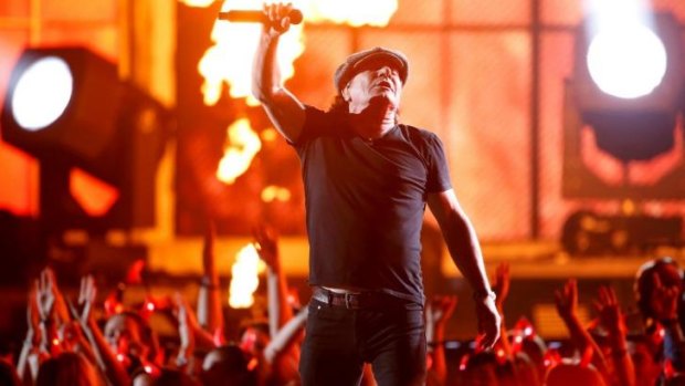 Brian Johnson of AC/DC performing at the Grammy Awards.