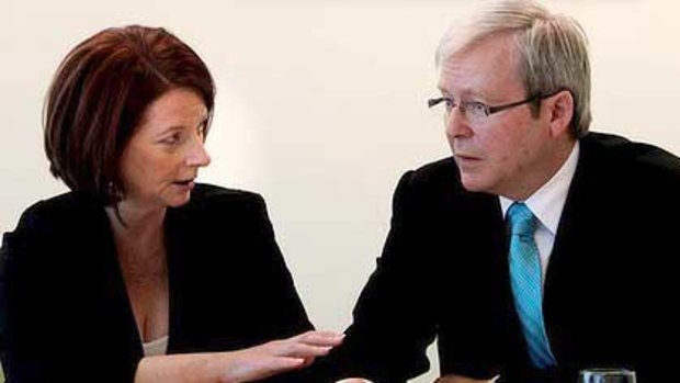 Julia Gillard meets with former prime minister Kevin Rudd in Brisbane.