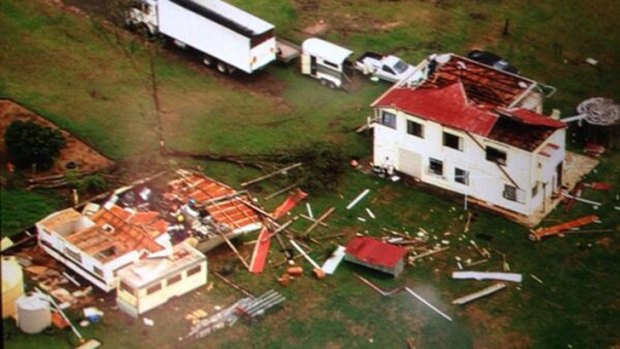 Storm damage in Rosewood, west of Brisbane. Photo: Seven News