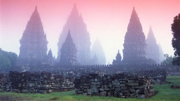 Prambanan at sunrise.