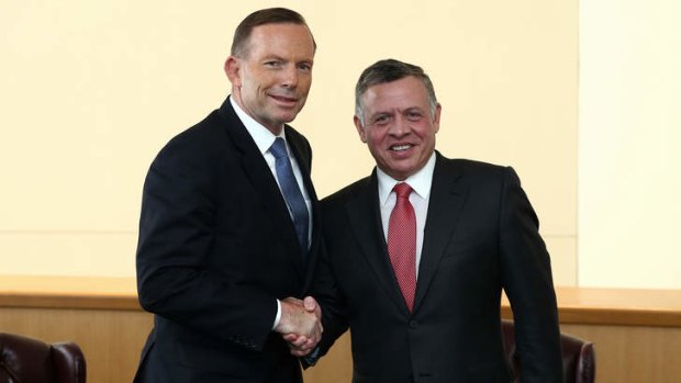Prime Minister Tony Abbott meets with the King of Jordan Abdullah II Ibn Hussein at the UN.