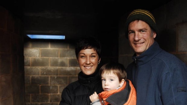The Berry family in the bunker where they sheltered on Black Saturday.