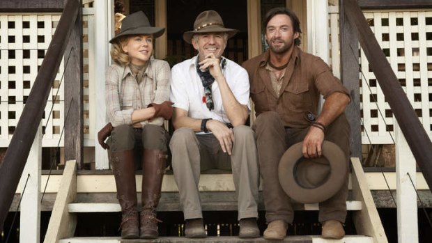 A certain vision … Luhrmann on the set of Australia with stars Nicole Kidman and Hugh Jackman.
