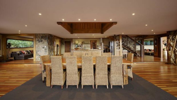 Grand setting: A dining area at the retreat.