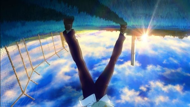 Upside down:  Patema Inverted, is an anime  about a girl who suddenly finds herself in an inverted world.