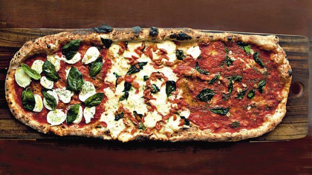 The metre-long pizza at Via Napoli, Lane Cove.