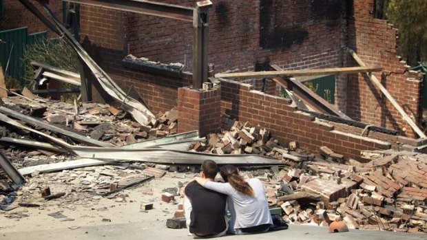 Fire aftermath: Residents come to terms with the loss of their home in the Blue Mountains.