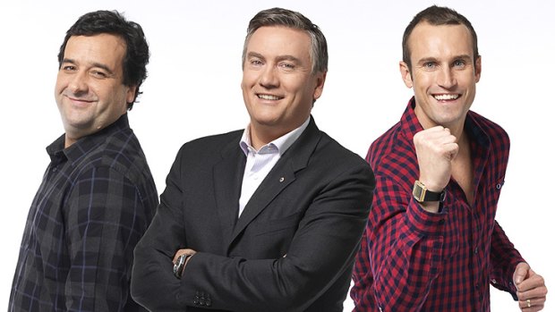 Between The Lines stars Mick Molloy, host Eddie McGuire and Ryan Fitzgerald.