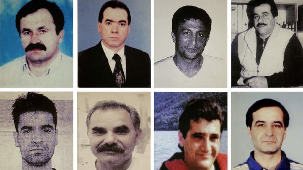 Eight murder victims, clockwise from top left:   Enver Simsek, Abdurrahim Ozudogru, Suleyman Taskopru, Habil Kilic, Mehmet Kubasik, Theodorus Boulgarides, Ismail Yasar and Yunus Turgut.