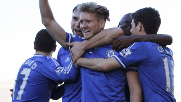 Hat-trick: Andre Schurrle, who scored Chelsea's three goals against Fulham, is confident his club can go all the way in the EPL.