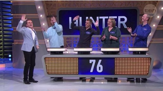 Grant Denyer rapping the classic hit <i>Ice Ice Baby</i> on <i>Family Feud</i>.