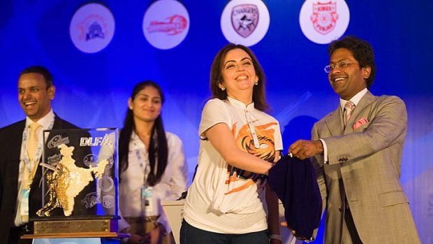 Nita Ambani, owner of the Mumbai Indians, and Lalit Modi, chairman and commissioner of the IPL, at the auction held in January in Mumbai.