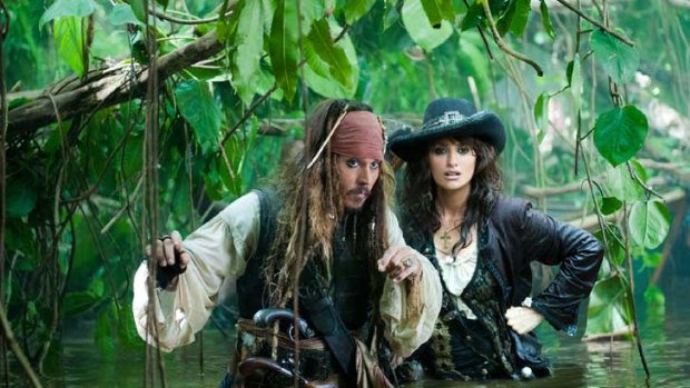 Johnny Depp and Penelope Cruz in Pirates of the Caribbean: On Stranger Tides.