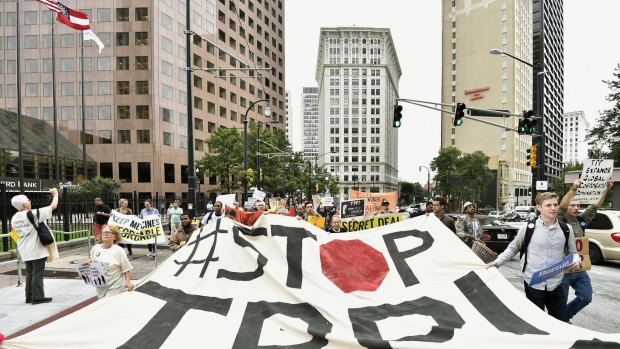 An anti-TPP protest last year in Atlanta, Georgia, US.