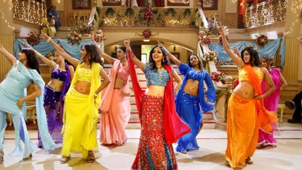 On location ... Bollywood dancers.