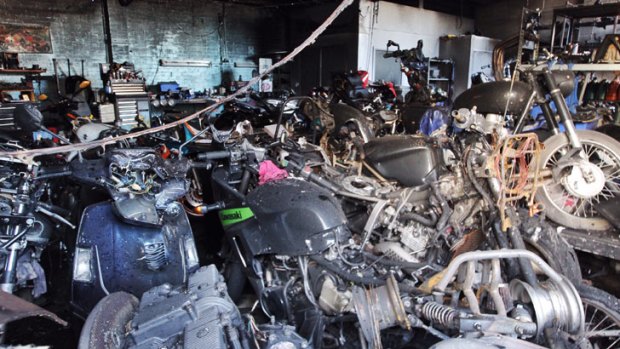 Suspicious fire: the motorcycle repair shop.