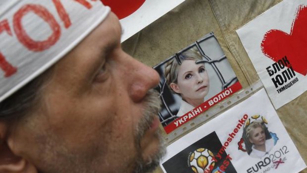 A supporter of jailed ex-PM Yulia Tymoshenko joins a hunger strike.