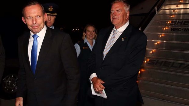 On hand: Prime Minister Tony Abbott is attended in New York by ambassador Kim Beazley.