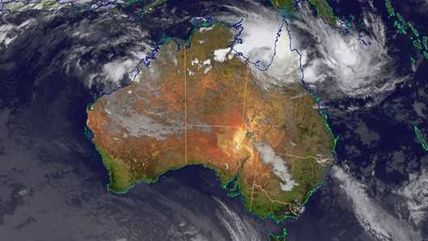Satellite image of Cyclone Oswald is the Gulf of Carpentaria.