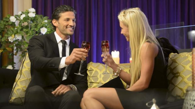 <i>The Bachelor</i>'s Tim Robards with a contestant who didn't get through.