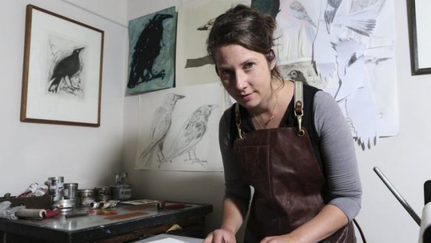 Caught the bug: Nottingham-born printmaker Bridget Farmer fell in love with etching while completing a short course at Fitzroy's Australian Print Workshop.