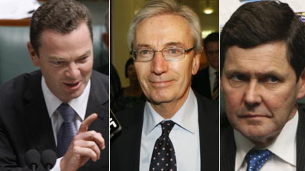 Sitting pretty in the reshuffle  ... Christopher Pyne, Nick Minchin and Kevin Andrews.