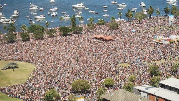 Crowds flocked to Langley Park, while others enjoyed the view from the Swan River.