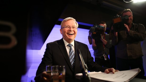 Kevin Rudd on the campaign trail in 2013.