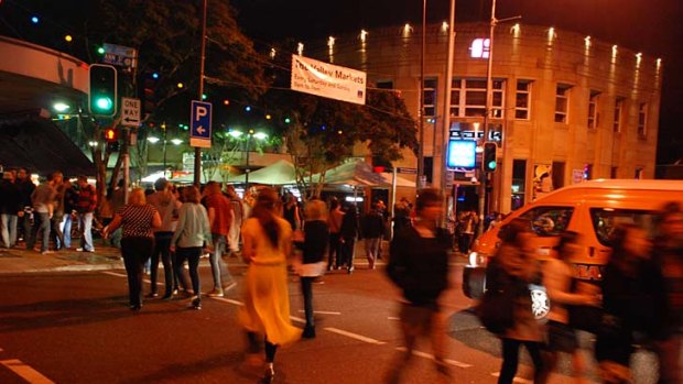 Fortitude Valley at night: Targeted in police crackdown against alcohol-related violence.
