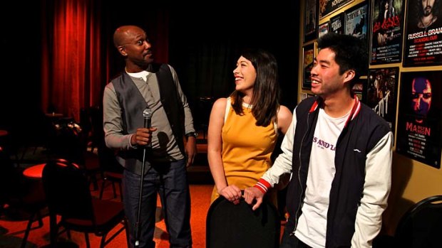 Enmore encore: Comedians Tony Woods, Genevieve Fricker and Tien Tran at the new comedy club.