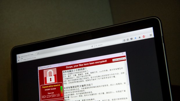 The WannaCry warning screen, Chinese version.