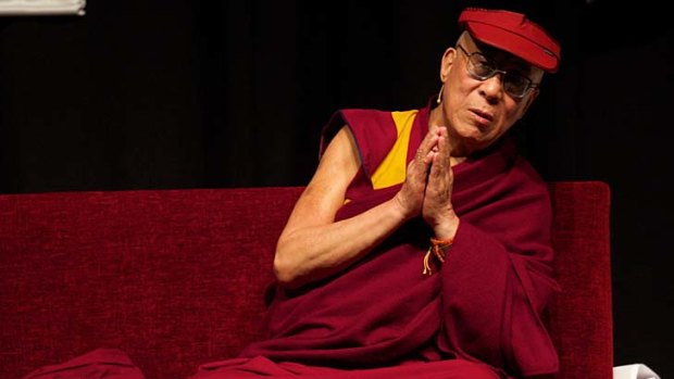 The Dalai Lama during his public talk at the Melbourne Convention Centre.