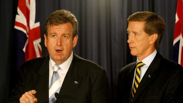 "I might be surprised" . . . Peter Debnam, right, questions Barry O'Farrell's ability to deliver reform.