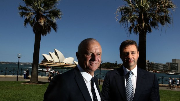 Big deal: Sydney FC coach Graham Arnold with chairman Scott Barlow.