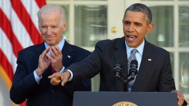 US President Barack Obama with Vice-President Joe Biden.
