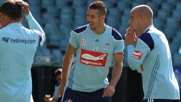 Hole in the wall: Nikola Petkovic (left) is searching for  another partner in the centre of Sydney FC’s defence.