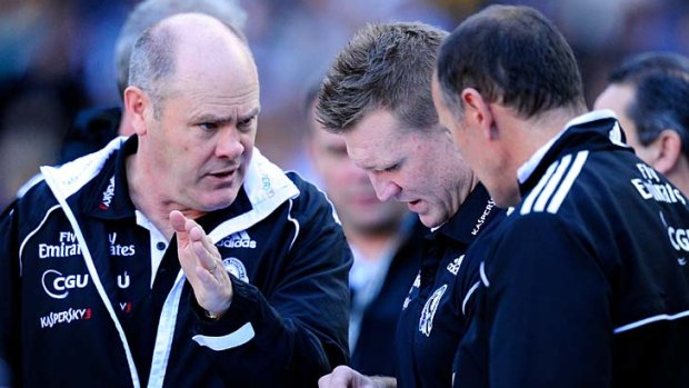 Brains trust: Collingwood's Rodney Eade with Nathan Buckley and fitness guru David Buttifant.