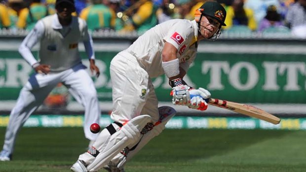 Deserving of a century &#8230; David Warner at the crease on his way to 62.