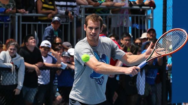 Andy Murray trains on Sunday.