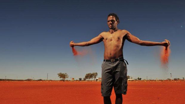 Liam Jurrah photographed on his home football oval in Yuendemu,  Northern Territory, in 2009.