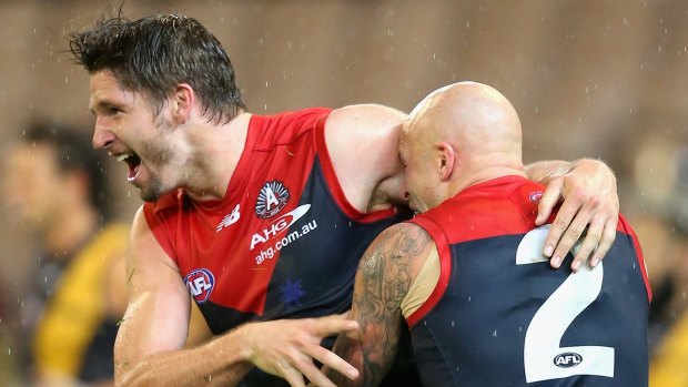 Jesse Hogan led the Demons to victory on Anzac eve 2015.