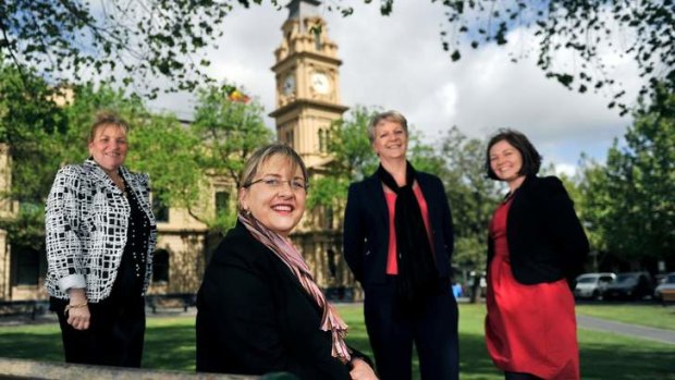 Bendigo leaders (from left) mayor Lisa Ruffell and MPs Jacinta Allan, Maree Edwards and Lisa Chesters.