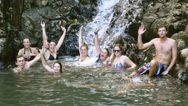 Tourists in a nearby rock pool.