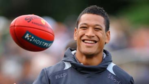 Ball up: Giants' star recruit Israel Folau is battling to be fit.